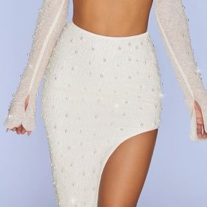 Oh Polly Embellished skirt in ivory